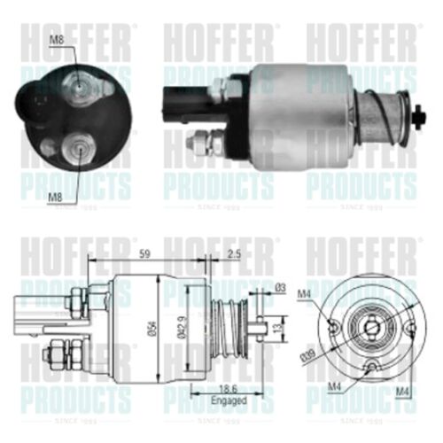 HOFFER Magnetschalter Starter 46126 54mm für VW GOLF 5 1K1 PLUS 5M1 521 JETTA 3 - Afbeelding 1 van 1