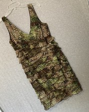 Connected Apparel Tiered Dress Sleeveless V-Neck Lined Back Zip Size 8