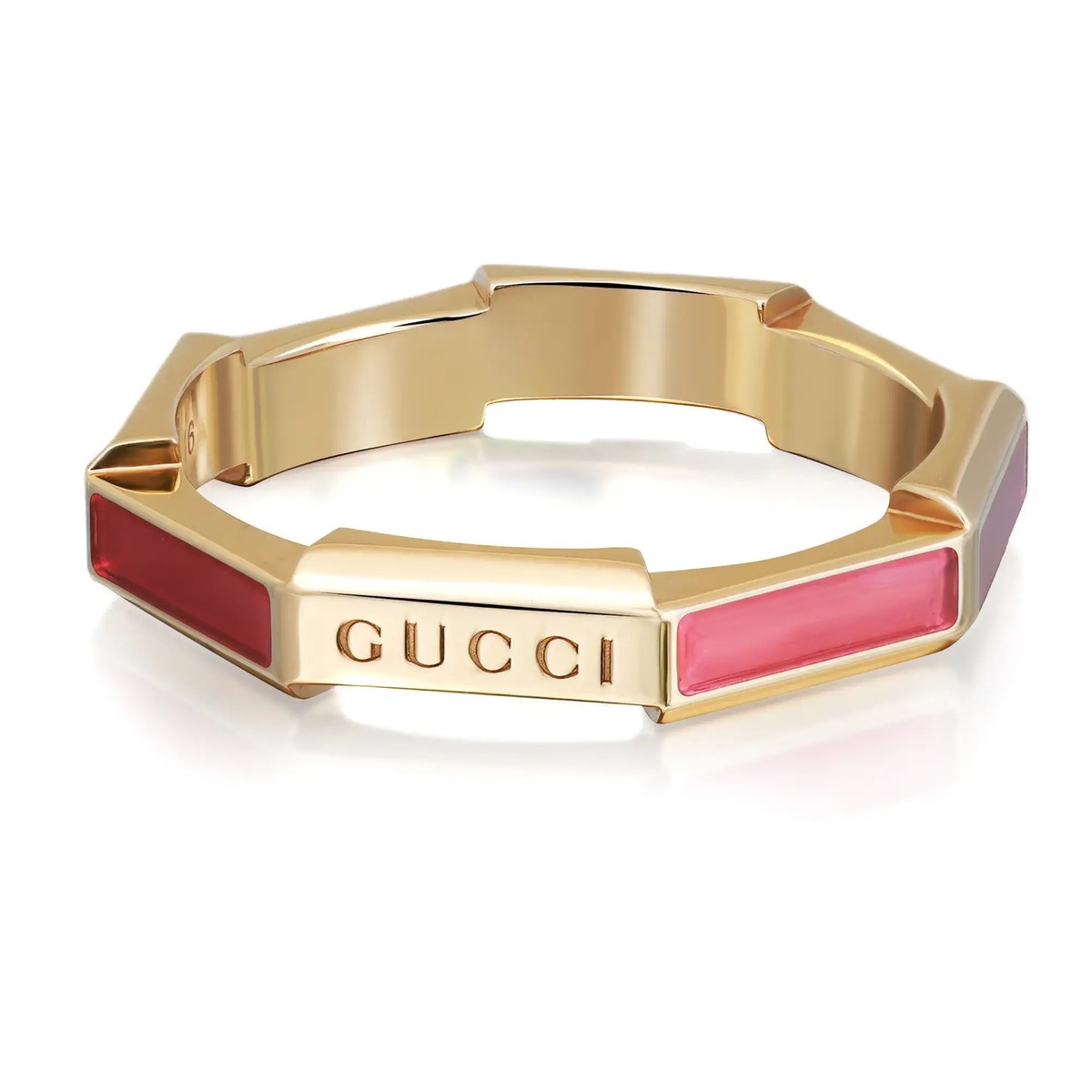 Gucci Link To Love Diamond Enamel Ring 18K Yellow Gold Size 7.5 | eBay