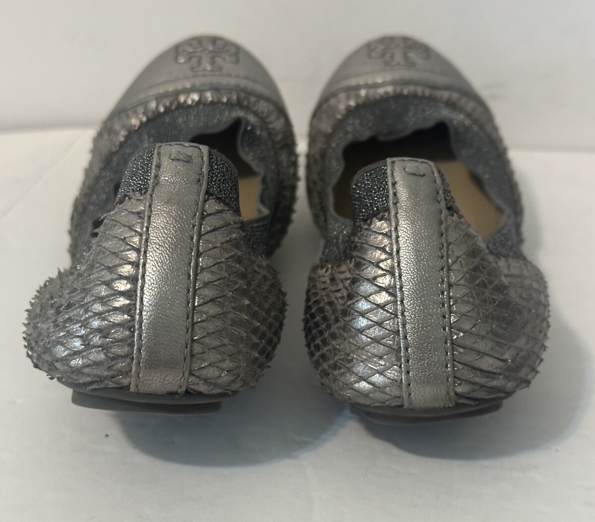 Tory Burch Gabby Ballet Metallic Python Print/Met… - image 3