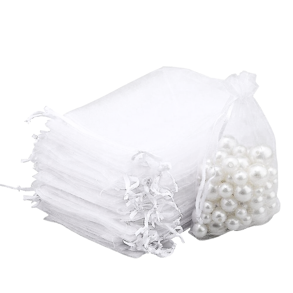White Drawstring Organza Gift Bags Wedding Party Favor Jewelry Pouches