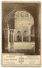 ARCHITECTURAL EXTERIOR, SPANISH, MIDDLE EASTERN. CABINET CARD. SEVILLA, SPAIN.