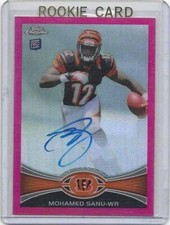 MOHAMED SANU 2012 TOPPS CHROME PINK BCA REFRACTOR ON CARD AUTO RC #D /75