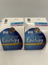 New In Box Sheer Energy Control Top Pantyhose Set Of 2 Nude Size B