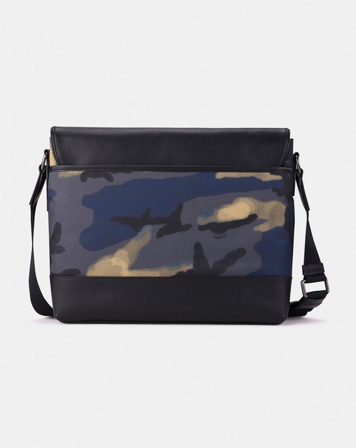 COACH 'Halftone Camouflage Print' Men's Messenger Bag Nylon w/ Leather