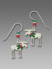 CHRISTMAS MOOSE Hypo-Allergenic Earrings, Sterling Silver Plated, by Sienna Sky