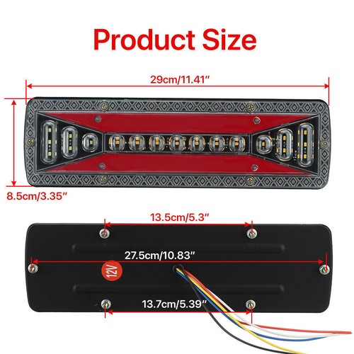 Paire Feux Arriere 12V LED Lampes Stop REMORQUE CAMION FOURGON CARAVANE - Foto 7 di 8
