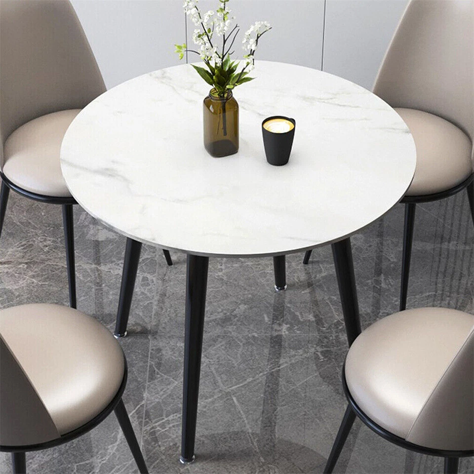 Modern Round Solid Marble Kitchen Room Dining Table Retro Lounge Table 2/4 Seats - Image 3 of 4