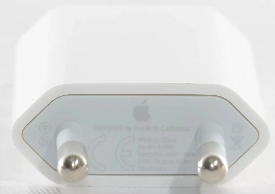 Cable enchufe cargador de pared USB genuino oficial Apple A1400 5W UE 2 pines Foto 2 de 2