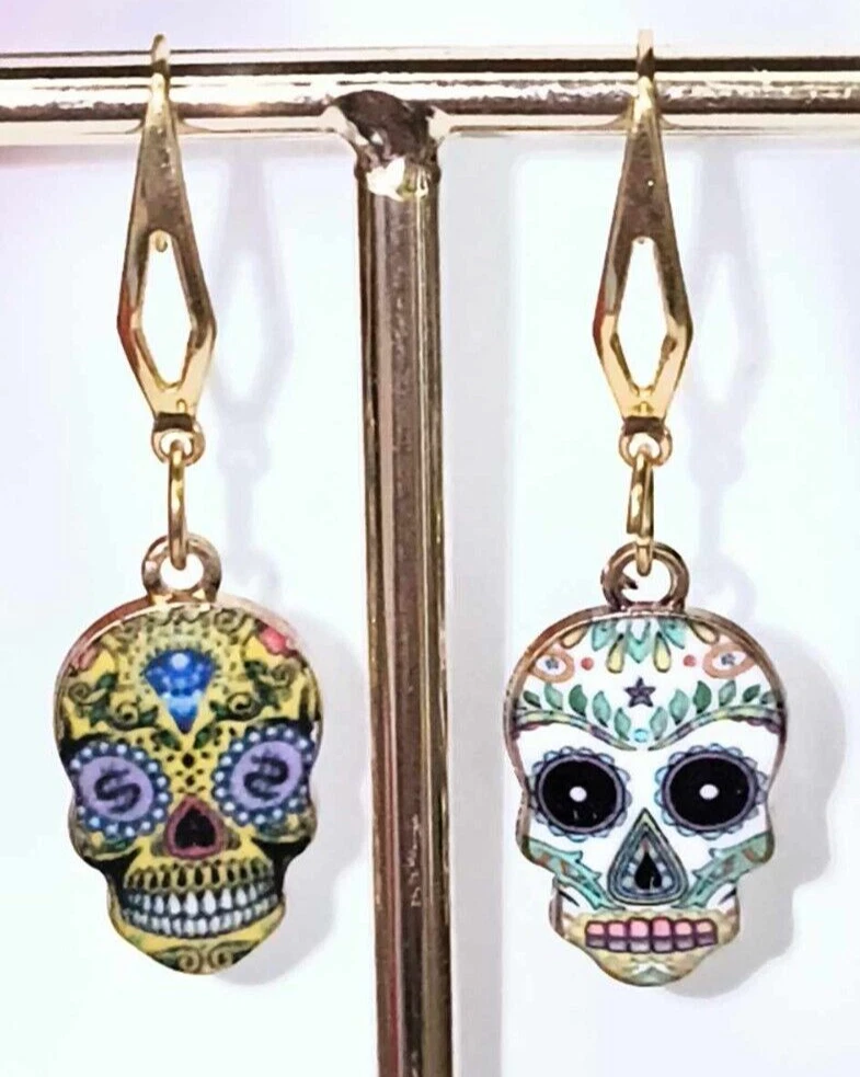 Boucles D'oreilles Tête De Mort - Argent Sterling 925 - Diamants Simulés - Fait Main En Inde