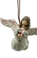Applause Flavia Weedn Peace Angel holding Lamb Vintage Christmas Ornament 3"