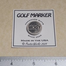 Nickel Plated Pewter Golf Ball Marker "MICKEY" by PewterWerks - Brand New
