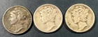 US Mercury Dimes Lot :: 1941 & 2x 1945 - 3 Coins - 90% Silver