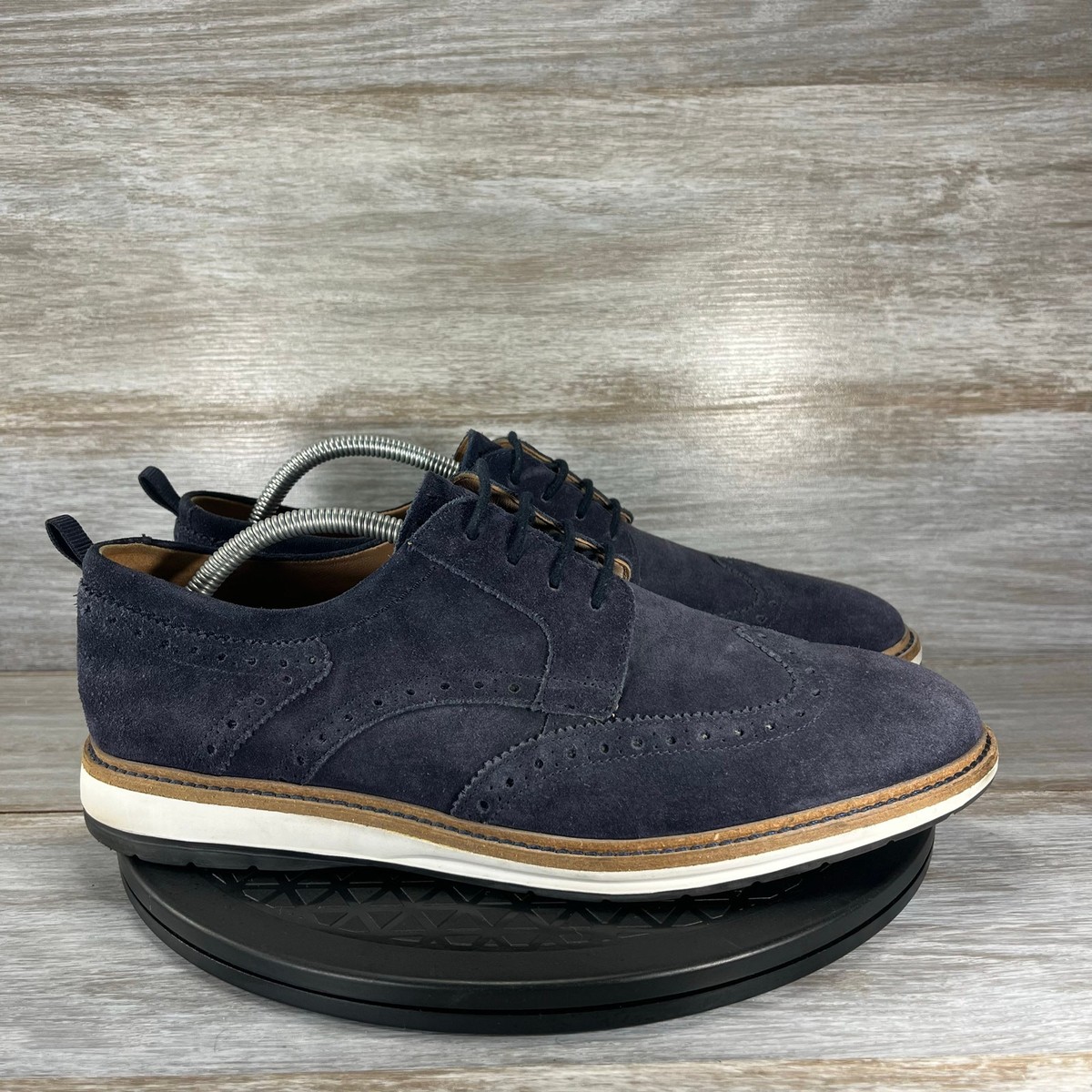 Clarks Mens Chantry Wing Navy Blue Suede Leather Wingtip 