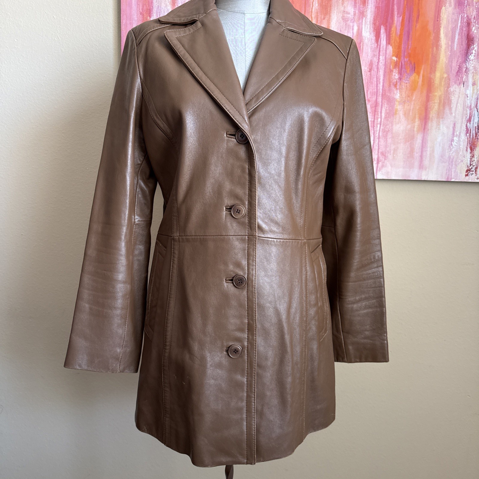 Y2K  Leather Womens Brown Soft Blazer Whimsigoth Size M