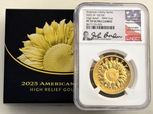 2025-W $100 High Relief Liberty Gold NGC PF70 John Boehner + OGP