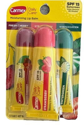 Carmex 3-Pack Daily Care Lip Balm SPF15 Cherry,Strawberry,  & Wintergreen