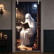 Halloween Door Cover Decorations - Ghost Bathroom Halloween Door Decorations, Gh