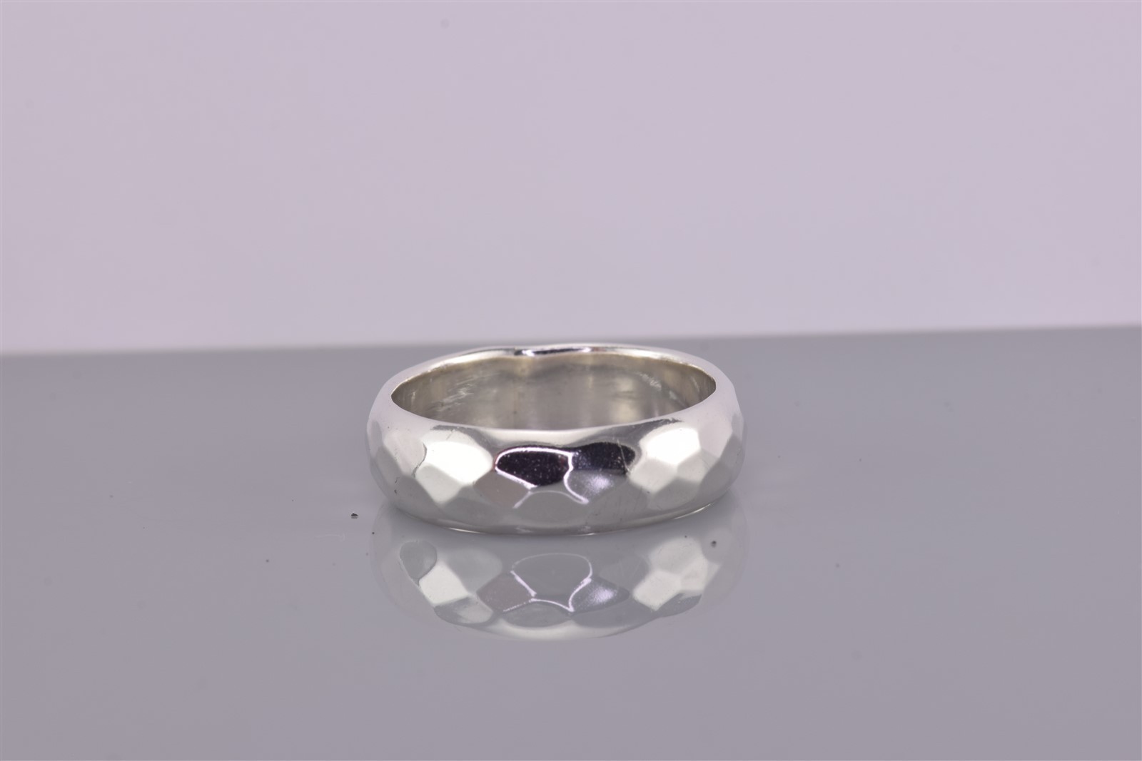 Sterling Silver 6mm Solid Textured Angled Band Ri… - image 6