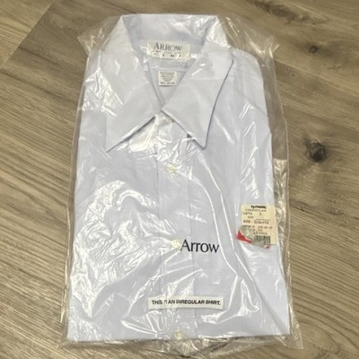 Arrow Kent Men's Light Blue Dress Shirt 16.5 32/33 Polyester Cotton irregular 