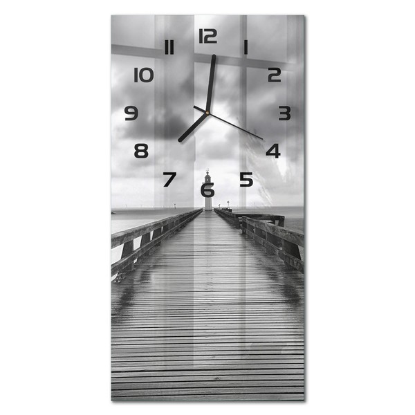 Glas-Wanduhr Rechteckig Im Hochformat Leuchtturm Schwarze Zeiger 30X60 Cm-image