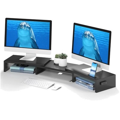 Adjustable Dual Monitor Stand Riser - Ergonomic Organizer