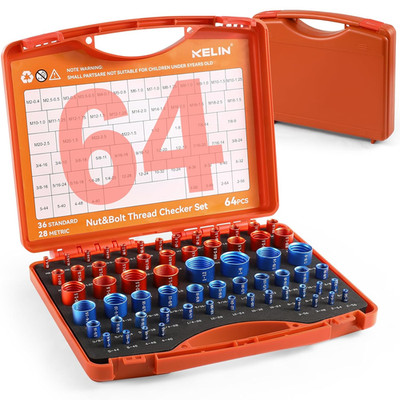 64Pcs Thread Checker Bolt Size Finder 30 Standard 34 Metric | Precision Thread G
