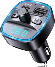 Bluetooth V5.0 FM Transmitter for Car, Type-C PD 20W Quick Charging...