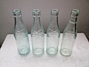 Vintage White Ribbon Mineral Water Bottle Harrison Valley PA 7 oz. Lot of 4