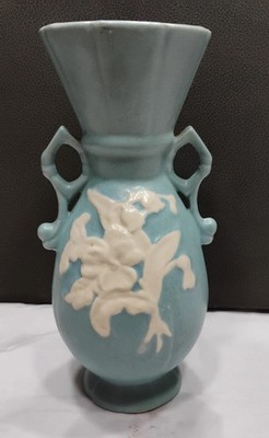 Welled USA cameo blue vase