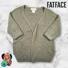 FatFace Womens 8 Haywood Green 3D Knit Open Front Cardigan Sweater Oversized