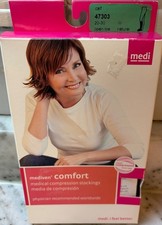 NEW Medi Comfort Compression Stockings Calf Open Toe Natural Sz III 20-30