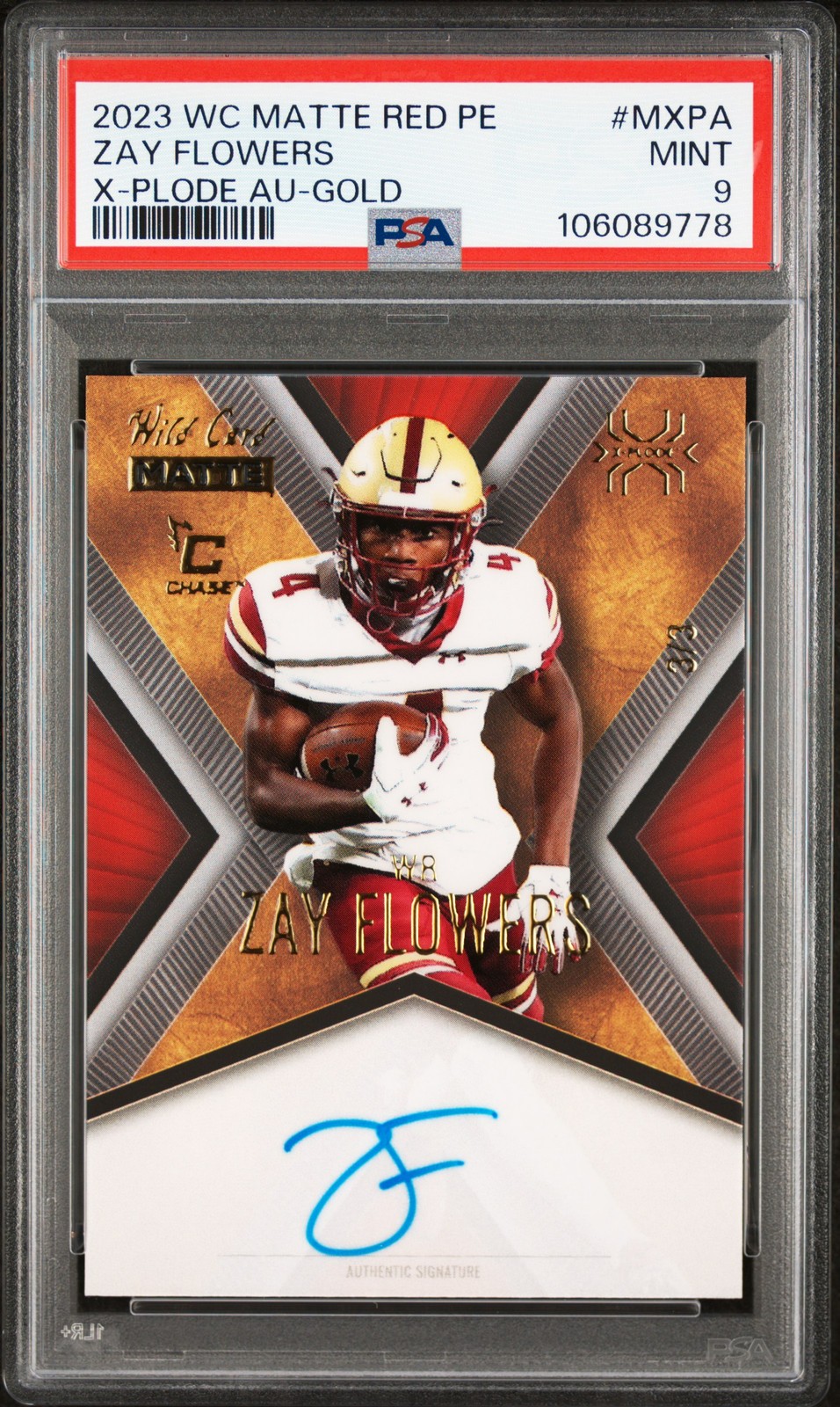 Zay Flowers Wild Card Matte Red Premium Edition X-Plode Autographs #MXPA Gold