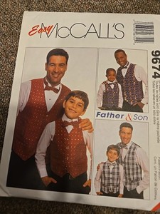 Mccall's 9674 Easy Sewing Pattern Men’s & Boys Vest Bow Tie Uncut