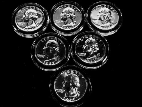 SILVER PROOF QUARTERS LOT OF (6), ONE + OZ of SILVER, (3) 1961, 62, 63,64