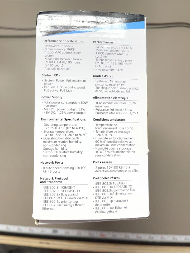 Netgear Prosafe FS108P Blue Fast Ethernet 8 Port Network Switches OPEN BOX - Image 4 of 4