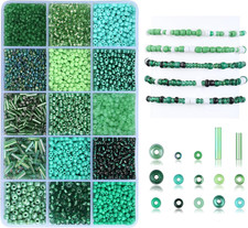 Green Seed Beads for Jewelry Making Glass Bugle Beads for DIY Craft 15 Green C