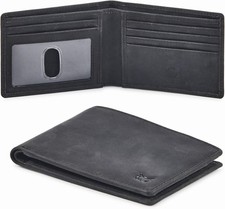Real Leather Mens Bifold Wallet RFID Blocking Slim Minimalist Front Pocket Gift
