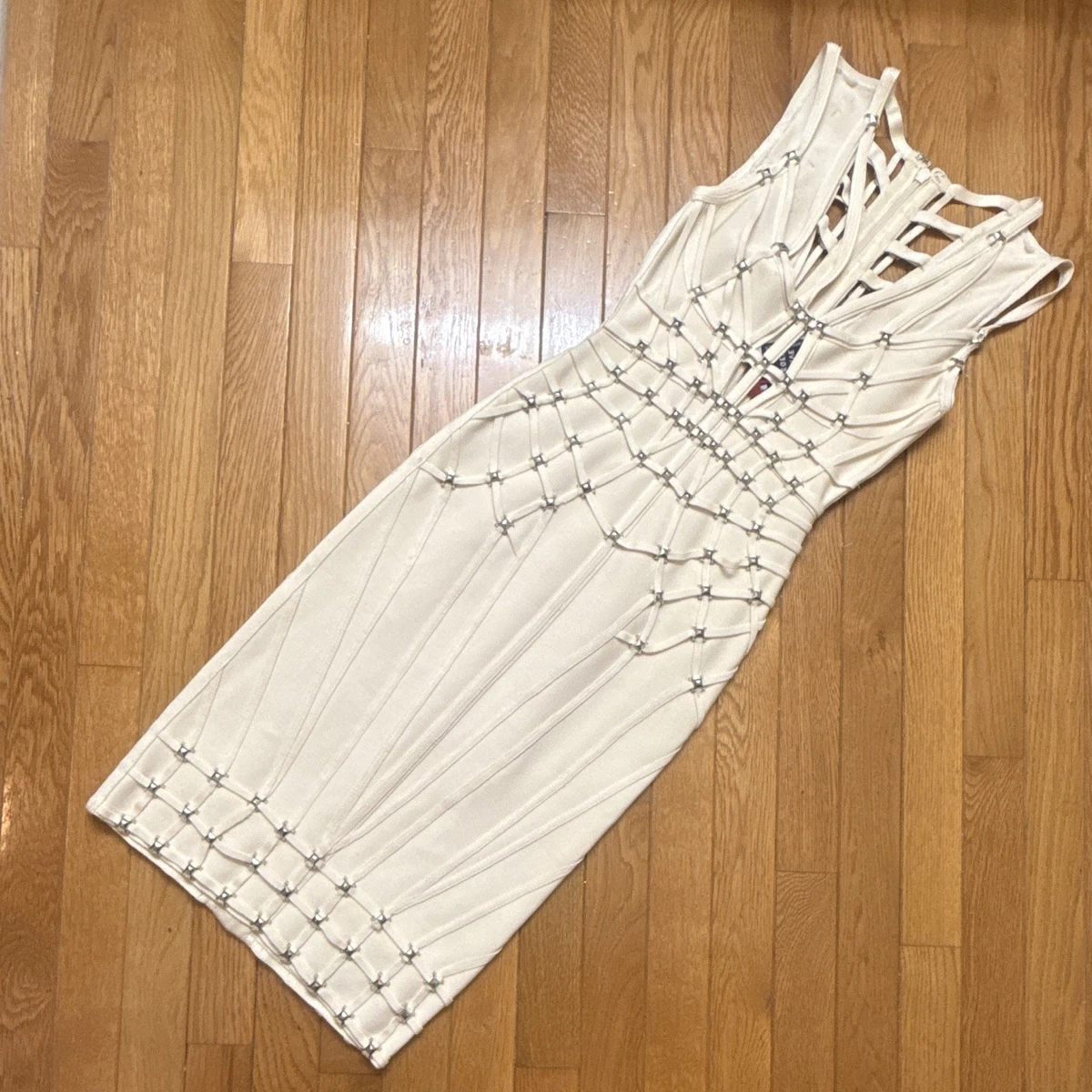 herve leger white gold dress Herve Leger Women's White for sale