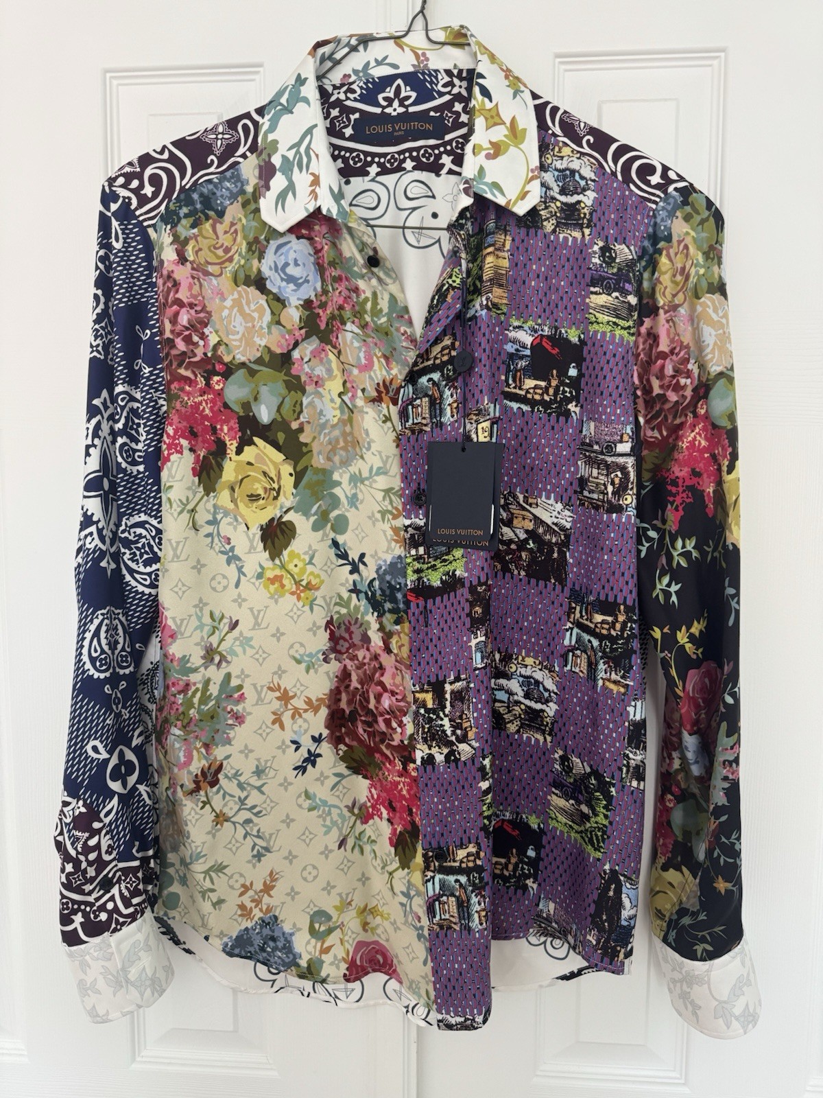 louis-vuitton Silk shirt men Virgil XL-Rare piece