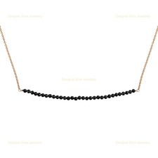 Halloween Sale Black Spinel Stone Trendy Beaded New Necklace 925 Sterling Silver