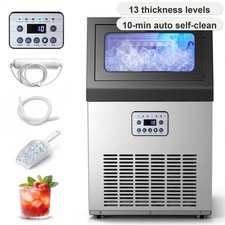 Commercial Ice Maker 80lbs/24h 32 Ice Cubes 14 Min Cycle 18lbs Storage LED Panel