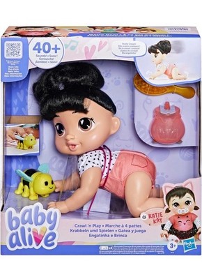 Baby Alive Crawl 'n Play Katie Kat Electronic Crawling Doll Set, Black... 