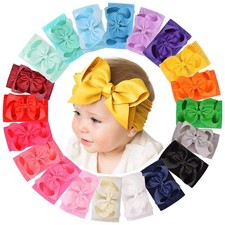 20 Pcs Baby Girls Bow Headbands, Nylon Ribbon Hair Bands for Kids