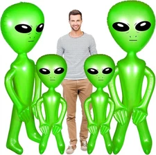 Giant 63/35" Inflatable Green Alien Decor - Perfect for Halloween Parties