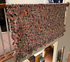 Antique 20s/30s Yo Yo Yoyo Handmade Quilt 77x78" EXCELLENT