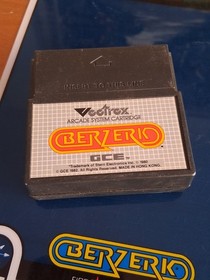 Berzerk - Vintage Vectrex Game Cartridge - 1982 Video Game with Screen Overlay