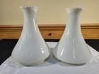 Antique Matching Pair Angle Lamp Co Hand Blown Milk Glass Shades Chimney Globes