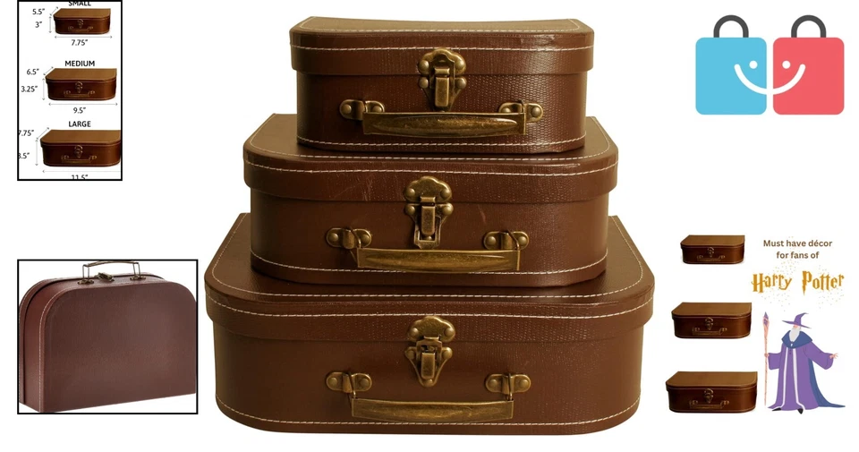 Stylish Brown Storage Suitcases Set of 3 - Ideal for Organizing and Decorating - Image 2 of 4