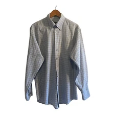 Scott Barber Button Down Shirt Men's Size Large Blue Check Long Sleeve